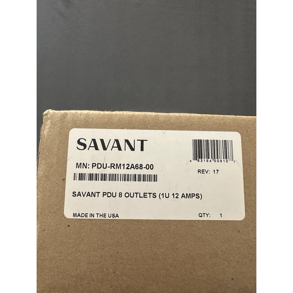 Savant PDU 8 Outlet Power Distribution Managed Power PDU-RM12A68-00 Brand New